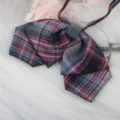 Karo JK Uniform Schleife, japanische doppellagige Bandkrawatte für Mädchen, elegant. - E-Girl Kariert Doppellagige Kragenblume