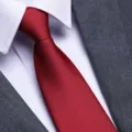 Classic red men's business tie detailed view, premium woven texture for formal wedding events. - H013 Zipper