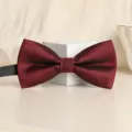 Wine red bow tie for men, classic burgundy formal bowtie for wedding groomsmen suits. - Deep Wine Red Stripe Bowtie