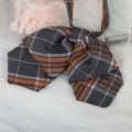 Japanische JK Karierte Fliege, vorgebundene doppellagige Band-Kragenblume für Matrosenuniform. - Dunkelgrau Orange Doppellagige Kragenblume