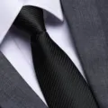 Cravatta da uomo nera testurizzata primo piano dettaglio per abito formale da lavoro. - 8cm Nero Classico Moda Cerniera