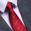 Red striped business necktie for men formal wedding groom suit professional style tie - D09 Zipper