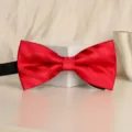 Burgundy striped bow tie, stylish double layer men formal wear wedding neckwear item. - D18 Bowtie