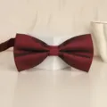 Wine red herringbone pattern bow tie for men formal wear wedding groom suit accessory - Dark Red Herringbone Bowtie