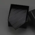 Classic black striped necktie packed in a delicate gift box, ideal for formal business wear. - 8cm Black Dark Stripe Manual