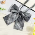 JK Japanese Plaid Bowtie Sailor Uniform Shirt Ribbon Necktie Accessory Gray Color - JK014 Qingye Bow Tie