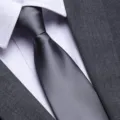 Cravatta da lavoro grigia tinta unita per uomo donna abito formale accessorio elegante - 8cm Grigio Chiaro Tinta Unita Cerniera