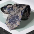 Cravatta uomo blu con fantasia cachemire, cravatta slim elegante da 6cm per nozze. - Stile con Cerniera Paisley Cammello 6cm