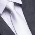 Cravatta da lavoro bianca tinta unita per uomo abito formale camicia matrimonio accessorio - 8cm Bianco Tinta Unita Cerniera