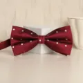 Burgundy polka dot bow tie for men wedding formal suit classic fashion accessory - Red White Polka Dot Bowtie