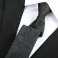 Black paisley men's tie variant, classic narrow formal necktie for business wedding groom. - Paisley Zipper / 6 cm Wide / Black