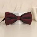 Burgundy double layer bow tie with black polka dots, elegant formal neckwear accessory. - Wine Red Starry Bowtie