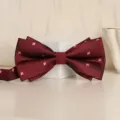 Wine Red Double Layer Men Bow Tie Groom Wedding Formal Suit Elegant Bowtie Accessory - Wine Red Star Bowtie
