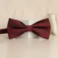 Burgundy double layer men's bow tie accessory for formal wedding suits and business shirts. - Knight Wine Red Bowtie