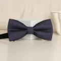 Navy geometric patterned men bow tie, classic wedding formal wear accessory option. - Purple Large Plaid Bowtie