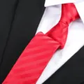 Red striped silk tie for men, elegant business formal necktie matching suit and shirt. - D18 Zipper / 6 cm Wide / Red