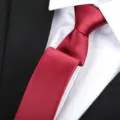 Men's Red Formal Business Tie Classic Solid Color Necktie Wedding Groom Neckwear Suit Accessory - Smooth Zipper / 6 cm Wide / Burgundy