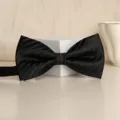 Black textured bow tie for men, elegant formal wear accessory, classic wedding neckwear - Black Stripe Bowtie