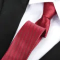 Men red striped tie formal business suit accessory elegant necktie classic design variant. - Fashion Classic Zipper / 6 cm Wide / Burgundy