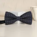 Dark blue men's formal bow tie with white cross pattern variant for wedding and party wear - Navy Star Bowtie