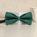 Dark green polka dot bow tie, elegant men's formalwear accessory for nice weddings. - Emerald Green Dot Bowtie
