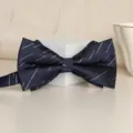 Dark Blue Patterned Bow Tie for Men Classic Wedding Suit Neckwear Accessory Variant - Blue Meteor Bowtie