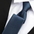 Classic navy blue men necktie formal business suit neck tie wedding professional neckwear style - Solid Color Zipper / 6 cm Wide / Navy Blue