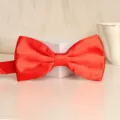 Classic red satin bow tie for men and women, elegant formal wear accessory for weddings. - L12 Bright Red Bowtie