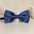 Dark blue satin bow tie for men's formal wear, elegant wedding groom accessory stylish. - Navy Glossy Bowtie