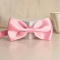 Pink satin bow tie for men and women, classic solid color wedding formal bowknot accessory. - Pink Glossy Bowtie