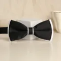 Classic black bow tie with white border, elegant formal wear neckwear for men and weddings. - Black White Psychedelic Bowtie