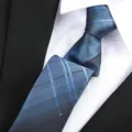 Men's blue plaid formal business tie, professional necktie for wedding and office wear. - Plaid Zipper / 6 cm Wide / Blue