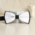 Elegant white bow tie with black trim, perfect for formal business and wedding suits. - Black and White Bowtie