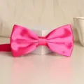 Bright pink satin bow tie for men and women, classic wedding formal wear neck accessory variant. - Rose Red Glossy Bowtie