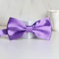 Purple satin bow tie for men, elegant wedding groom necktie accessory for formal suits. - Medium Purple Bowtie