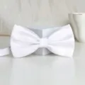 White Bow Tie Men Formal Wedding Party Solid Color Neckwear Elegant Groom Accessory - White Grid Bowtie