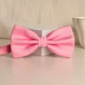 Pink textured bow tie for men, stylish fabric knot accessory for wedding and formal suits. - Pink Grid Bowtie