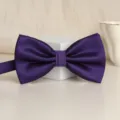 Elegant purple textured bow tie for men and women, classic wedding suit accessory. - Deep Purple Grid Bowtie