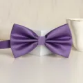 Purple textured bow tie for men and women formal wedding party suit accessories stylish. - Purple Grid Bowtie