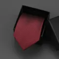 Red and black striped business necktie with black gift box, stylish formal suit accessory. - 8cm Wine Red Classic Fashion Manual