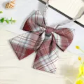 Japanese JK style plaid bow tie, classic red blue grid collar accessory for women shirt. - JK020 Goldfish Princess Bow Tie