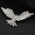 Spilla ad aquila color argento con strass scintillanti, elegante gioiello da risvolto da uomo. - Spilla Aquila / Scatola regalo / Argento