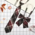 Set cravatta e fiocco stile scolastico giapponese a quadri JK per donne alla moda - JK010 Caffè Scuro
