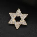 Spilla esagramma strass dorata, luccicante spilla stella in cristallo per abito uomo. - Spilla ad Esagramma / Scatola regalo / Oro