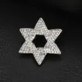 Spilla stella in strass argento per uomo, gioiello con cristalli esgramma scintillante. - Spilla ad Esagramma / Scatola regalo / Argento