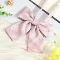 JK pink plaid bow tie ribbon collar accessory for uniform sailor shirt detail shot. - JK029 Maiden Heart Plaid Bow Tie