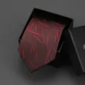 Elegant red and black geometric suit necktie with a black gift box for business events. - 8cm Wine Red Snowflake Manual