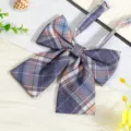 JK Japanese plaid bow tie shirt accessory, cute sailor uniform collar ribbon for graduation. - JK035 Purple Orange Plaid Bow Tie