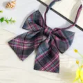 JK style plaid bow tie, sweet purple and pink grid collar accessory for school uniform shirts. - JK036 E-Sports Girl Plaid Bow Tie