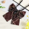 JK Japanese style plaid bow tie brown ribbon sailor uniform shirt accessory for women - JK039 Pig Liver Plaid Bow Tie